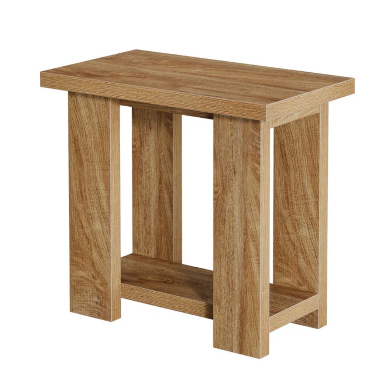 2-Tier Farmhouse Side Table with Storage Shelves End Table for Small Space